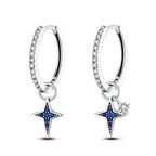 925 Sterling Silver Star Moon Sun Tassel Versatile Hoop Earrings Fine Gift