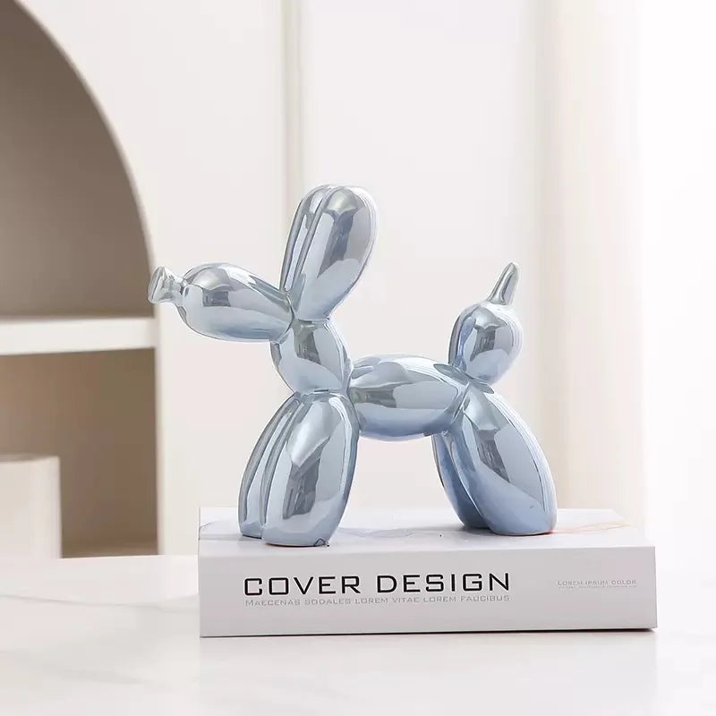 Ceramic Plating Balloon Dog Figurines Animal Statue Handmade Sculpture Modern Desk Decor