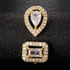 925 Sterling Silver Sparkling Zircon Water Drop Square Geometry Adjustable Ring Party Fine Jewellery