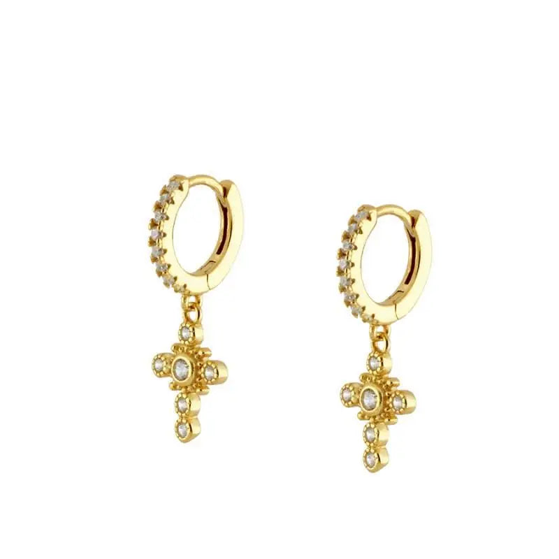 New Stainless Steel Cubic Zirconia Hoop Earrings Small Pendant