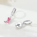 925 Sterling Silver Pink Denim Hat Boots Key Lock Drop Earrings Jewellery