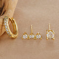 3PCS Stainless Steel Gold Colour Huggie Minimal Hoop Earrings Set