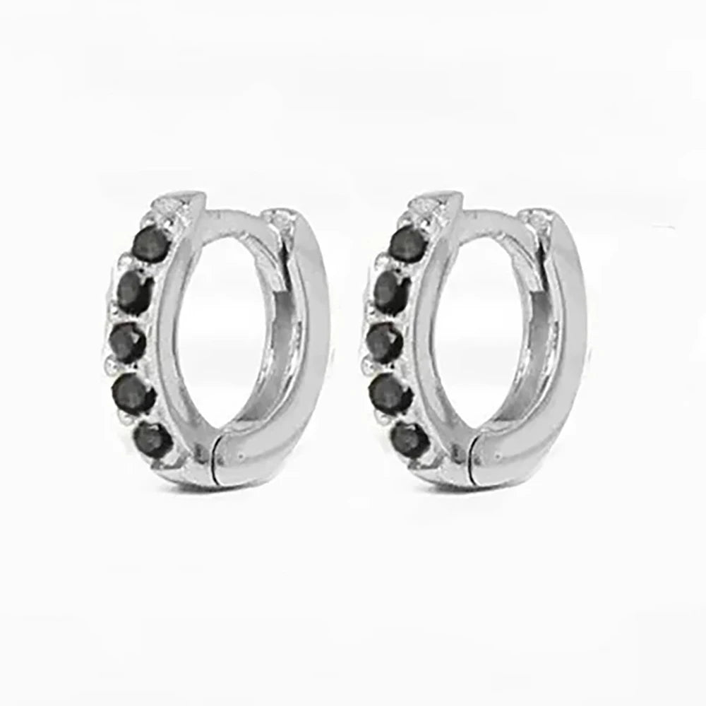 1 Pair Stainless Steel Cubic Zirconia Minimal Hoop Earrings Huggie