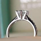 Luxury 925 Sterling Silver Classic Ring for Women Six Claw Jewelry Simple Imitation Diamond Women's Ring Engagement Wedding Gift