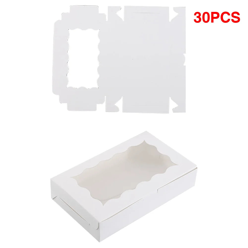 30 Pieces Kraft Bakery Box with Clear Window Cookie Box Bakery Candy Box for Pastry Biscuit Macaron Pie Candy Donuts