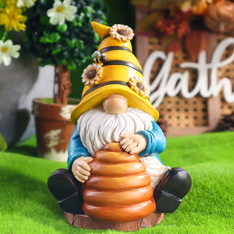 16cm Honey Gnome Figurines Bee Dwarf Statues Bookshelf Desktop Tabletop Room Objects