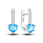 925 Sterling Silver Geometric Minimalist Blue Zircon Circle Hoop Earrings Gift