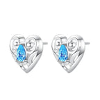 925 Sterling Silver Romantic Pink Love Heart Stud Earrings Birthday Gift