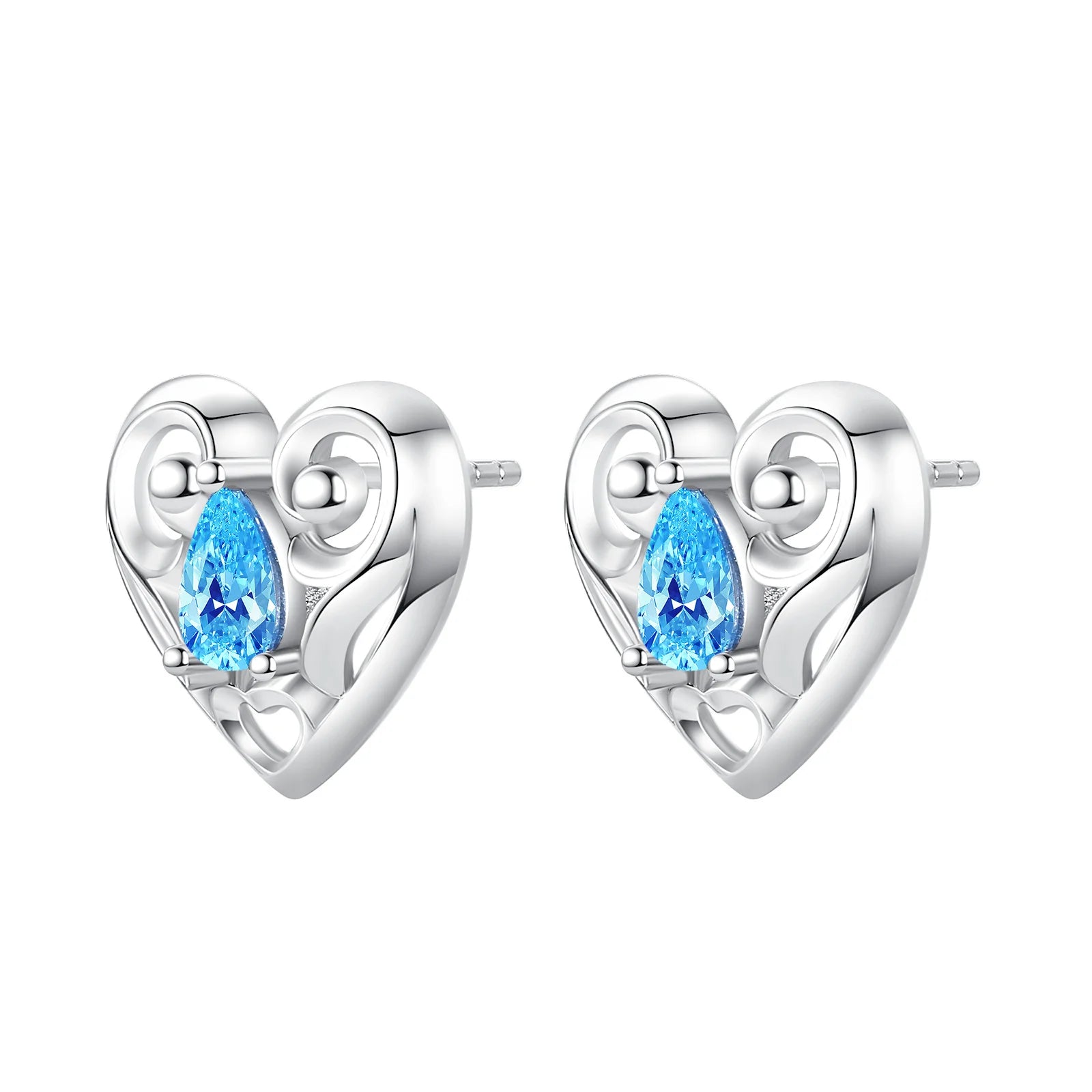925 Sterling Silver Romantic Pink Love Heart Stud Earrings Birthday Gift
