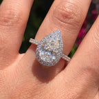 925 Sterling Silver 1CT Simple Sparkling Pear Shape Zircon Ring Engagement Wedding Luxury