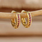 2PCS Stainless Steel Multicolor Zircon Geometry Drop Earrings