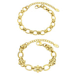 Statement Stainless Steel Chain Bracelet for Women, Vintage 18k Gold Plated Elegant Jewerlry