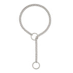 Womens Heart O-Ring Slip Chain Necklace Punk Rock Stainless Steel Cuban Long Necklace Jewelry Adjustable Lariat Y-Necklace Key