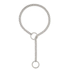 Womens Heart O-Ring Slip Chain Necklace Punk Rock Stainless Steel Cuban Long Necklace Jewelry Adjustable Lariat Y-Necklace Key