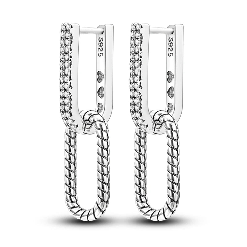 925 Sterling Silver Personality Asymmetric Drop Earrings Versatile Jewellery