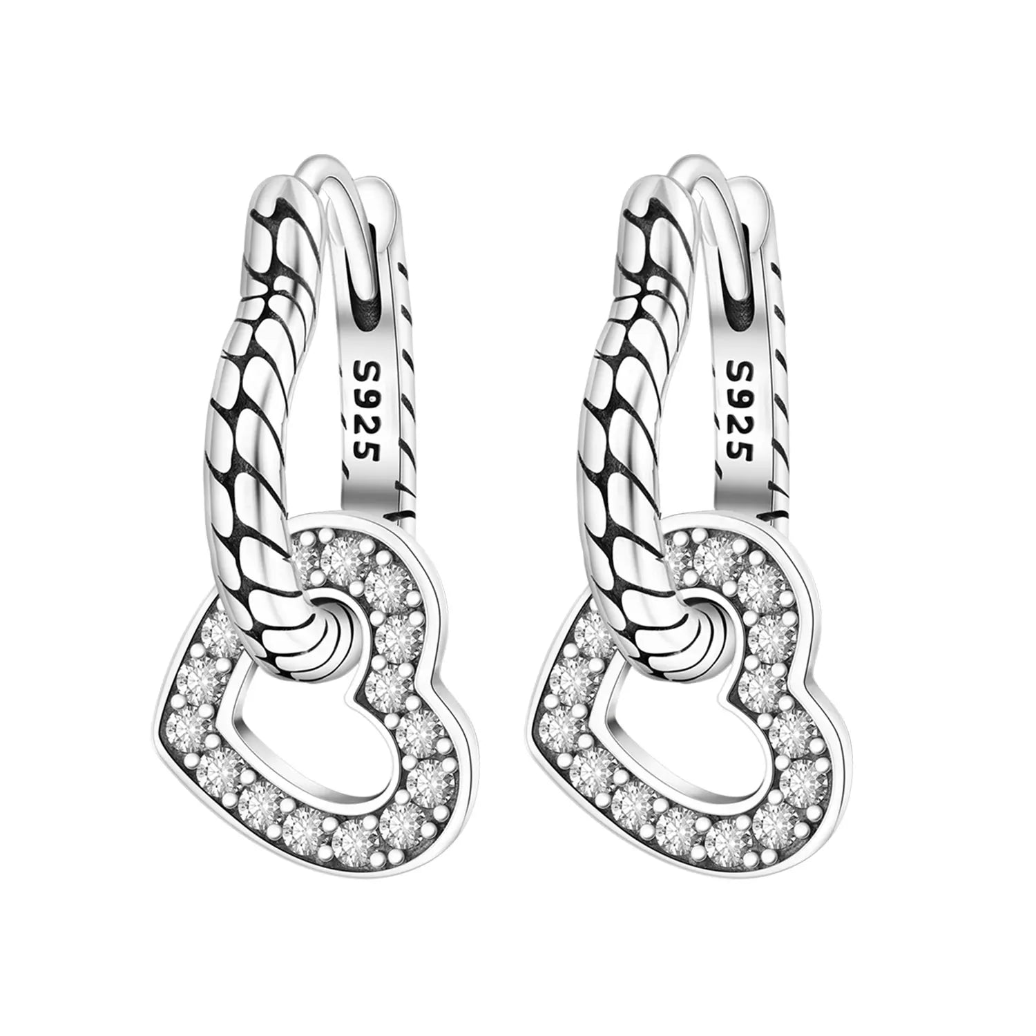 925 Sterling Silver Star Moon Heart Shape Versatile Hoop Earrings Fine Gift