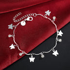Zircon Butterfly Chain Bracelet 925 Sterling Silver Elegant Wedding Jewellery