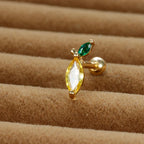 12 Styles Crystal Zircon Mini Fruit Stud Earrings Stainless Steel