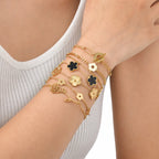 Waterproof Flower Bracelet, Stainless Steel Wrist Chain Bangles  Lucky Jewelry For Women Gift