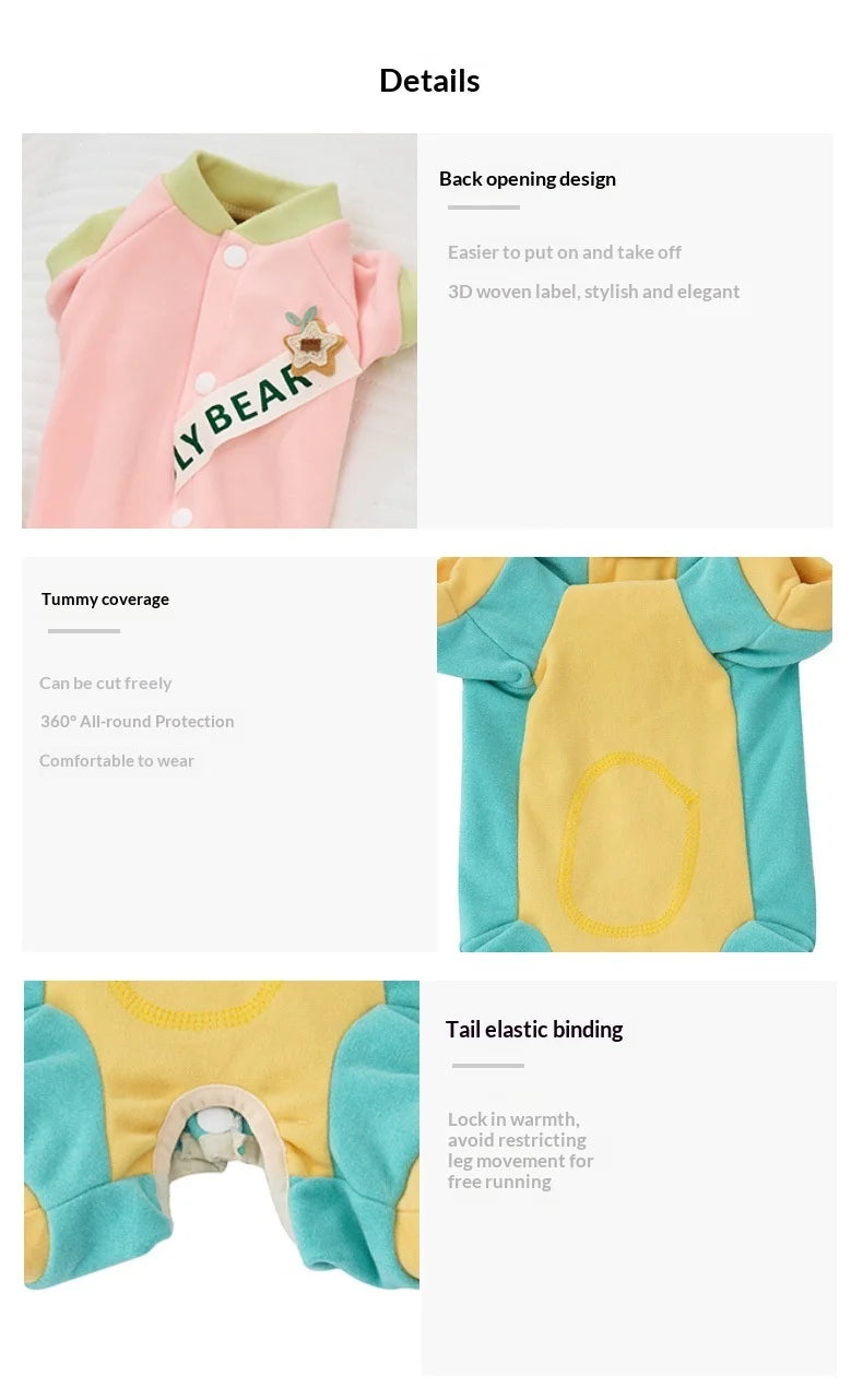 Dog Warm Winter Coat Back Opening Thermal Belly Warmer Puppy Kitten Outfit