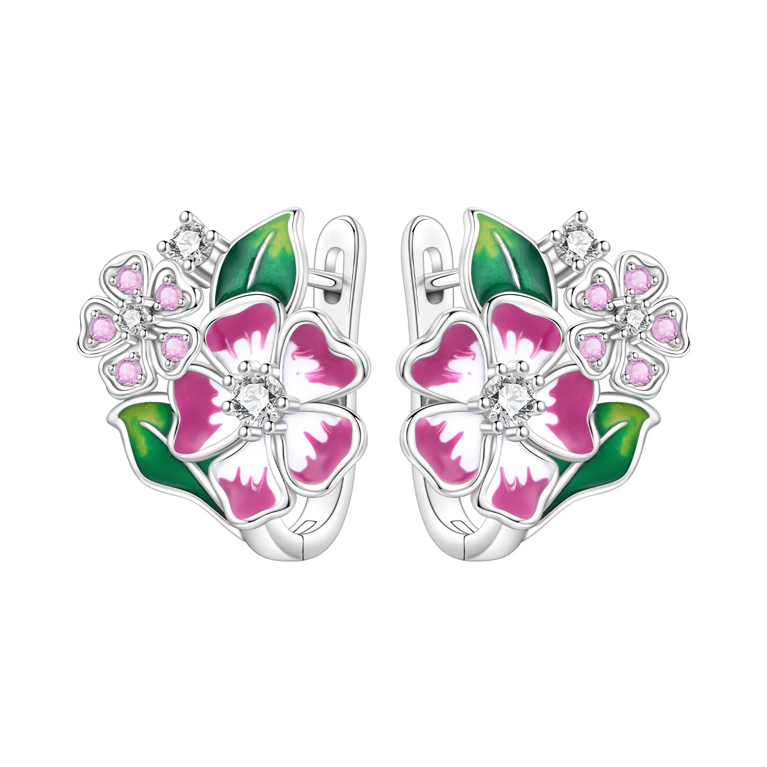 925 Sterling Silver Blue Leaf Plant Ear Studs Hoop Earrings Jewellery Gift