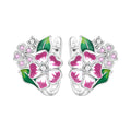 925 Sterling Silver Iris Flower Versatile Hoop Earrings Original Party Gift