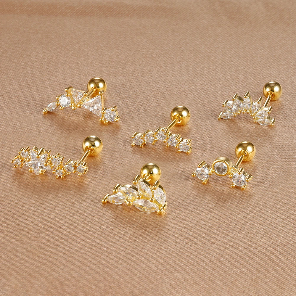 1PC 6 Styles Stainless Steel Mini Zircon Cartilage Piercing Stud