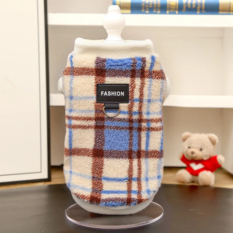 Plaid Dog Cat Vest Warm Tartan Pet Sleeveless Jacket Holiday Costume