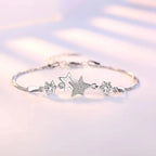 Crystal Star Charm Bracelet 925 Sterling Silver Elegant Wedding Jewellery