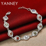 925 Sterling Silver 8-inch Coloured Zirconia Bracelet Women Jewellery Gift