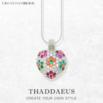 Heart Colourful Flower Necklace 925 Sterling Silver Romantic Jewellery Gift