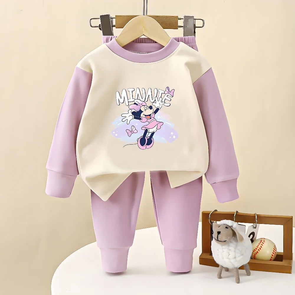 Girls Long Sleeve Pyjamas Set Dralon Fabric Casual Home Wear Sleepwear