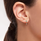 Colourful Stone Gold Plated Hoop Earrings 925 Sterling Silver Bohemia