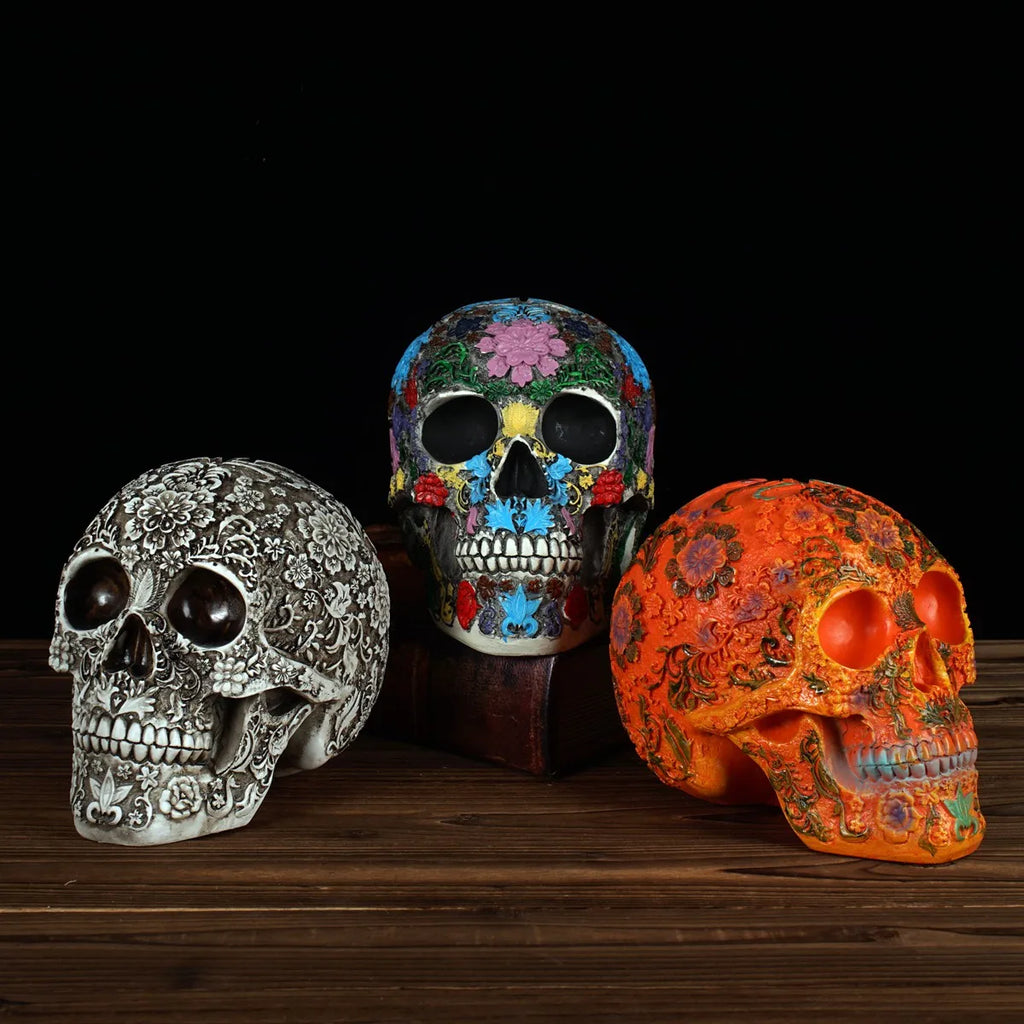 Creative Skull Sculpture Halloween Decoration Handmade Head Skeleton Statue Model