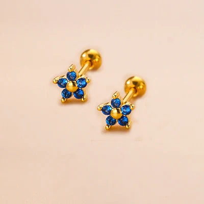 New Stainless Steel Blue Zircon Collection Stud Earrings Butterfly