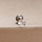 Korean Sweet Stainless Steel Zircon Heart Stud Earrings 3-6mm