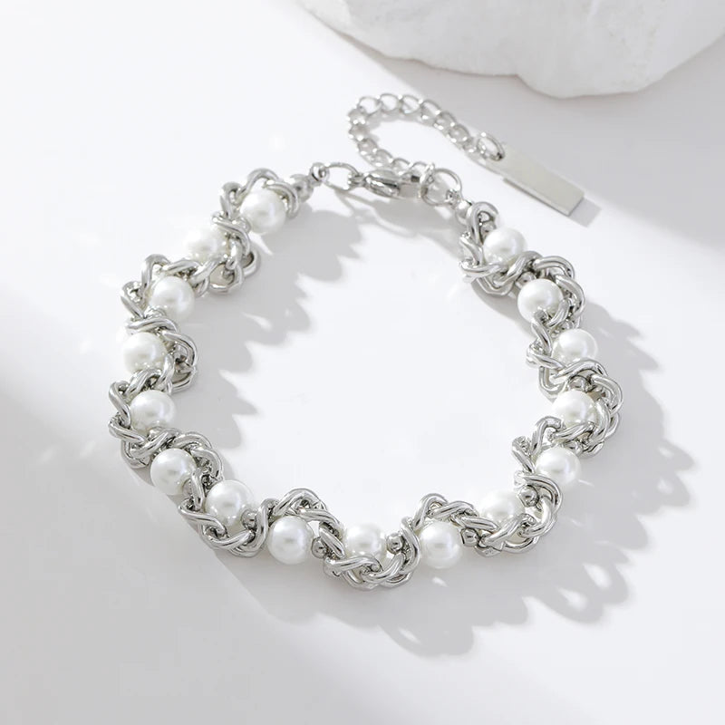 Metal Beads Heart Stainless Steel Bracelet Bangle Gold Colour Gift