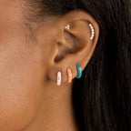 New Stainless Steel Round Hoop Earrings Colourful Crystal Zirconia