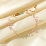 Colored Transparent Stone Stainless Steel Bracelet Exquisite Thin Chain
