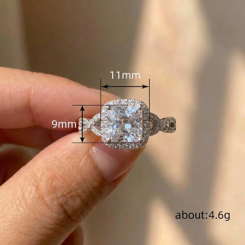 925 Sterling Silver Temperament Ring Newly Designed Engagement Party Zirconia Jewellery