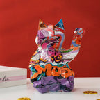 Geometric Abstract Lucky Cat Home Shop Decoration Resin Figurines Wall Shelf Modern Art
