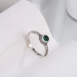 925 Sterling Silver Green Zircon Ring Wedding Engagement Female Vintage Luxury Accessory
