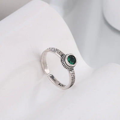 925 Sterling Silver Green Zircon Ring Wedding Engagement Female Vintage Luxury Accessory