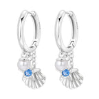 925 Sterling Silver Blue Devil Fish Hoop Earrings Anniversary Jewellery Gift