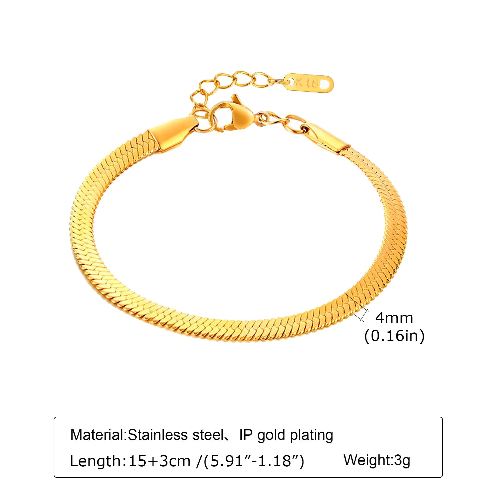 Waterproof Stainless Steel Chain Bracelets For Women , Gold Plated Fashion Stackable Link Bracelet Gifts