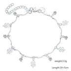 Lucky Clover Leaf Zircon Chain Bracelet 925 Sterling Silver Wedding Party
