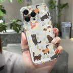 Graffiti Cartoon Dog Cat Case for iPhone 16 15 14 13 12 11 Pro Max XR SE3