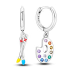 925 Sterling Silver Asymmetric Key Lock Drop Earrings Trendy Jewellery Gift