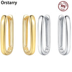 925 Sterling Silver Simple Gold U-shaped Versatile Hoop Earrings Birthday Gift