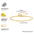 Gold Plated Link Bracelet for Women, Stainless Steel Stackable Chain Wristband, Adjustable Waterproof Jewelry